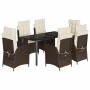 7-piece garden dining set with brown synthetic rattan cushions by , Garden sets - Ref: Foro24-3213209, Price: 964,33 €, Disco...