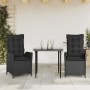 Garden dining set 3 pieces with black synthetic rattan cushions by , Garden sets - Ref: Foro24-3213184, Price: 319,99 €, Disc...