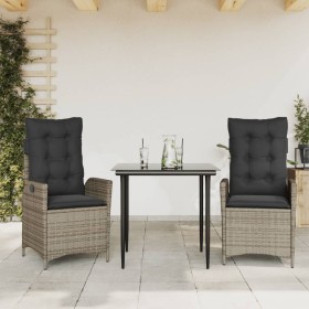 3-teiliges Garten-Esszimmer-Set mit grauen Kunststoff-Rattan-Kissen. von , Gartensets - Ref: Foro24-3213214, Preis: 350,99 €,...