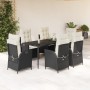 Set de comedor de jardín 7 pzas y cojines ratán sintético negro de , Conjuntos de jardín - Ref: Foro24-3213159, Precio: 850,5...