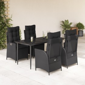 Set de muebles jardín 5 pzas con cojines ratán sintético negro de , Conjuntos de jardín - Ref: Foro24-3213178, Precio: 631,99...