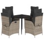 Set comedor de jardín 5 piezas con cojines ratán sintético gris de , Conjuntos de jardín - Ref: Foro24-3213216, Precio: 607,7...