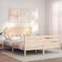 Double bed frame with solid wood headboard by vidaXL, Beds and slatted bases - Ref: Foro24-3195291, Price: 136,99 €, Discount: %