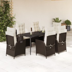 Set comedor de jardín 7 pzas con cojines ratán sintético marrón de , Conjuntos de jardín - Ref: Foro24-3213200, Precio: 930,9...