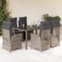 Garden dining set 7 pieces and gray synthetic rattan cushions by , Garden sets - Ref: Foro24-3213081, Price: 915,45 €, Discou...