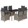 Set comedor jardín 7 pzas y cojines ratán sintético gris de , Conjuntos de jardín - Ref: Foro24-3213081, Precio: 954,99 €, De...