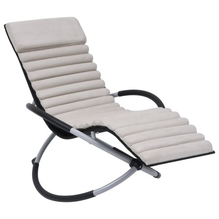 Steel garden lounger with cream cushion by vidaXL, Loungers - Ref: Foro24-310497, Price: 155,30 €, Discount: %