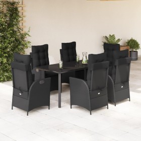 Garten-Essgruppe 7-teilig mit schwarzen Polstern aus synthetischem Rattan von , Gartensets - Ref: Foro24-3213190, Preis: 913,...