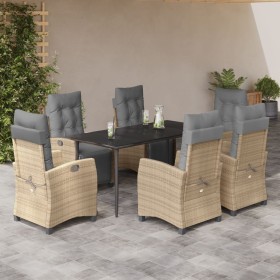 Garten-Essgruppe 7-teilig mit Kissen aus synthetischem Rattan in Beige. von , Gartensets - Ref: Foro24-3213020, Preis: 962,99...