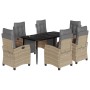 7-piece garden dining set with beige synthetic rattan cushions. by , Garden sets - Ref: Foro24-3213020, Price: 874,30 €, Disc...