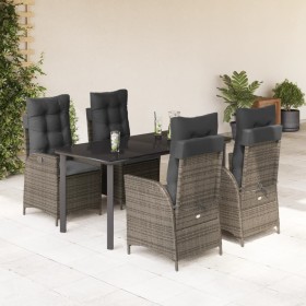 Garten-Essgruppe, 5-teilig, mit grauen Polstern aus synthetischem Rattan von , Gartensets - Ref: Foro24-3213228, Preis: 675,8...