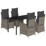 5-piece garden dining set with gray synthetic rattan cushions by , Garden sets - Ref: Foro24-3213228, Price: 675,88 €, Discou...