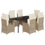 Set comedor de jardín 7 pzas con cojines ratán sintético beige de , Conjuntos de jardín - Ref: Foro24-3213249, Precio: 903,19...