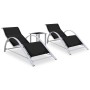 Sun loungers with side table, 2 units, black aluminum by vidaXL, Loungers - Ref: Foro24-310534, Price: 209,14 €, Discount: %