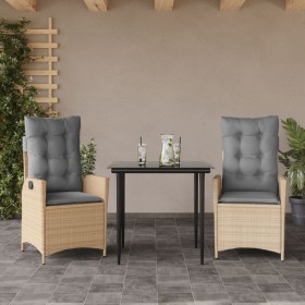 Garten-Essgruppe 3-teilig mit Kissen aus synthetischem Rattan in Beige. von , Gartensets - Ref: Foro24-3213254, Preis: 345,99...