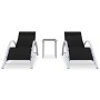 Sun loungers with side table, 2 units, black aluminum by vidaXL, Loungers - Ref: Foro24-310534, Price: 209,14 €, Discount: %