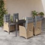 Garten-Essgruppe 5-teilig mit Kissen aus synthetischem Rattan in Beige. von , Gartensets - Ref: Foro24-3213268, Preis: 670,16...