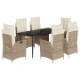 Set comedor de jardín 7 pzas con cojines ratán sintético beige de , Conjuntos de jardín - Ref: Foro24-3213240, Precio: 893,10...