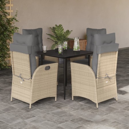 Set comedor de jardín 5 pzas con cojines ratán sintético beige de , Conjuntos de jardín - Ref: Foro24-3213256, Precio: 602,99...