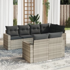 Garden sofa set 7 pieces with light gray PE rattan cushions by , Garden sets - Ref: Foro24-3219202, Price: 540,99 €, Discount: %