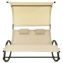 Double sun lounger with cream-colored textilene canopy by vidaXL, Loungers - Ref: Foro24-310548, Price: 209,31 €, Discount: %