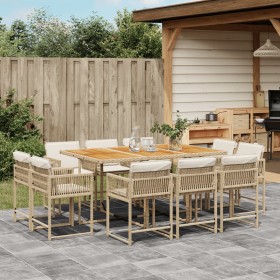 Garden dining set 11 pieces with beige synthetic rattan cushions by , Garden sets - Ref: Foro24-3211576, Price: 659,99 €, Dis...