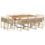 Set comedor de jardín 11 pzas con cojines ratán sintético beige de , Conjuntos de jardín - Ref: Foro24-3211576, Precio: 659,7...