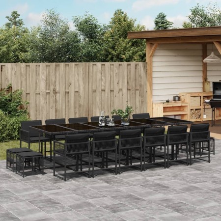 Garden furniture set 17 pieces with black synthetic rattan cushions by , Garden sets - Ref: Foro24-3211543, Price: 932,99 €, ...