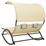 Double sun lounger with cream-colored textilene canopy by vidaXL, Loungers - Ref: Foro24-310548, Price: 209,31 €, Discount: %