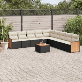 Gartensofa-Set, 10-teilig, mit schwarzen Kissen und synthetischem Rattan. von , Gartensets - Ref: Foro24-3260145, Preis: 597,...