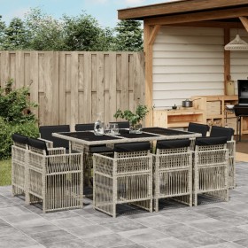 Garten-Essgruppe 11-teilig mit grauen Polstern aus synthetischem Rattan. von , Gartensets - Ref: Foro24-3211031, Preis: 724,9...