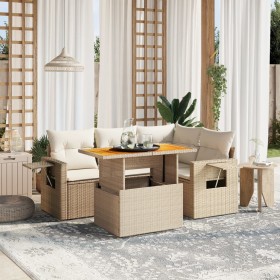 Garden sofa set with 5-piece synthetic rattan beige cushions by , Garden sets - Ref: Foro24-3271737, Price: 506,89 €, Discoun...