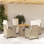 Garden dining set 5 pieces with beige synthetic rattan cushions by , Garden sets - Ref: Foro24-3277412, Price: 624,18 €, Disc...