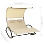 Double sun lounger with cream-colored textilene canopy by vidaXL, Loungers - Ref: Foro24-310548, Price: 209,31 €, Discount: %