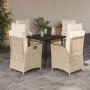 Garten-Essgruppe 5-teilig mit Kissen aus synthetischem Rattan in Beige. von , Gartensets - Ref: Foro24-3213235, Preis: 582,22...