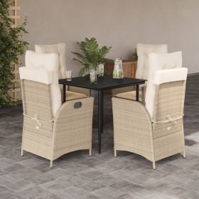 Garten-Essgruppe 5-teilig mit Kissen aus synthetischem Rattan in Beige. von , Gartensets - Ref: Foro24-3213235, Preis: 583,99...