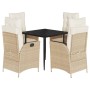 Garden dining set 5 pieces with beige synthetic rattan cushions by , Garden sets - Ref: Foro24-3213235, Price: 582,22 €, Disc...