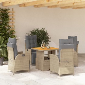 Garten-Essgruppe 5-teilig mit Kissen aus synthetischem Rattan in Beige. von , Gartensets - Ref: Foro24-3277484, Preis: 654,45...