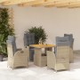 Set comedor de jardín 5 pzas con cojines ratán sintético beige de , Conjuntos de jardín - Ref: Foro24-3277484, Precio: 653,92...