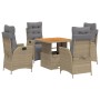 Garten-Essgruppe 5-teilig mit Kissen aus synthetischem Rattan in Beige. von , Gartensets - Ref: Foro24-3277484, Preis: 654,45...