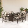 7-piece garden dining set with brown synthetic rattan cushions by , Garden sets - Ref: Foro24-3212058, Price: 720,99 €, Disco...