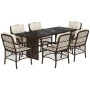 7-piece garden dining set with brown synthetic rattan cushions by , Garden sets - Ref: Foro24-3212058, Price: 752,95 €, Disco...