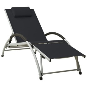 Black textilene sun lounger with cushion by vidaXL, Loungers - Ref: Foro24-310529, Price: 150,90 €, Discount: %