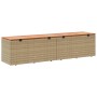 Storage box for garden made of acacia wood with beige rattan 220x50x54cm by , Outdoor storage boxes - Ref: Foro24-365960, Pri...