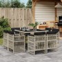 Garten-Essgruppe 9-teilig mit Kissen aus hellem grauen Kunststoff-Rattan. von , Gartensets - Ref: Foro24-3211019, Preis: 512,...