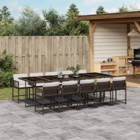 Garten-Essgruppe 11-teilig mit braunen Kunststoff-Rattan-Kissen. von , Gartensets - Ref: Foro24-3211473, Preis: 758,99 €, Rab...