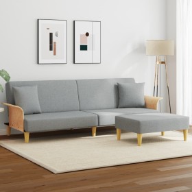 Sofa bed for 2 people with light gray velvet pillows and stool by , Sofas - Ref: Foro24-3216215, Price: 330,99 €, Discount: %