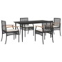 Set de muebles jardín 5 pzas con cojines ratán sintético negro de , Conjuntos de jardín - Ref: Foro24-3213599, Precio: 377,59...