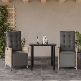 Garten-Essgruppe 3-teilig mit Kissen aus hellem grauem Kunst-Rattan. von , Gartensets - Ref: Foro24-3213469, Preis: 340,99 €,...