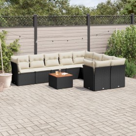 Gartensofa-Set, 10-teilig, mit schwarzen Kissen und synthetischem Rattan. von , Gartensets - Ref: Foro24-3256147, Preis: 578,...